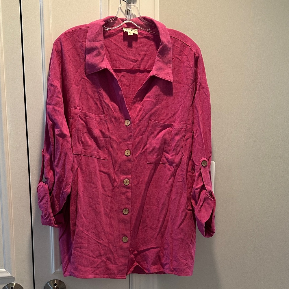 BiBi Magenta Button-Down Shirt